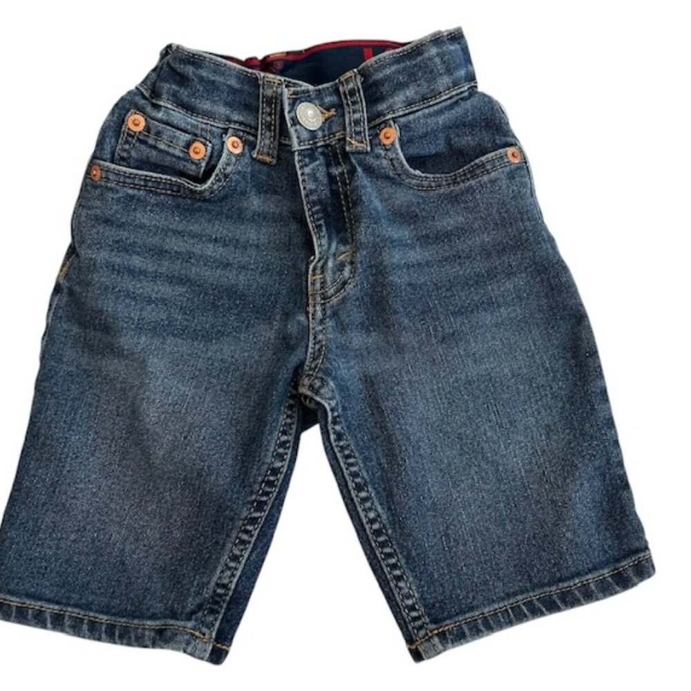 Levi Denim Shorts Kids-Size 5 Reg-Adjustable Elastic Waist-5 Pocket-Zip & Hook